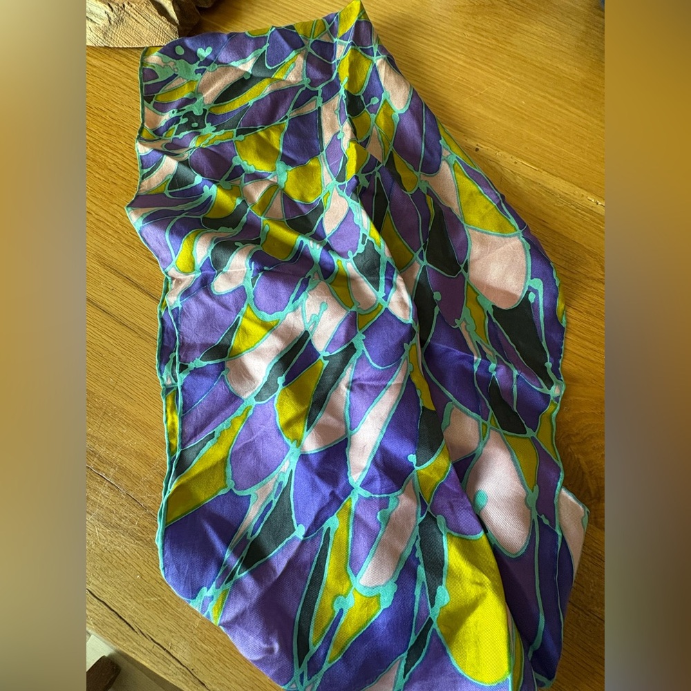 De Mura Japanis Silk Handrolled Vintage Authentic  Rectangular Silk Scarf